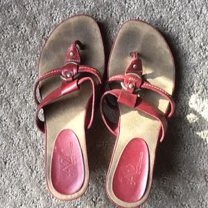 Red sling back sandals